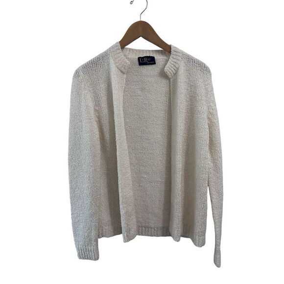 Leroy Knitwear Womens White Cardigan Sweater – Open Front  – Cozy Layering Piece - Picture 1 of 4